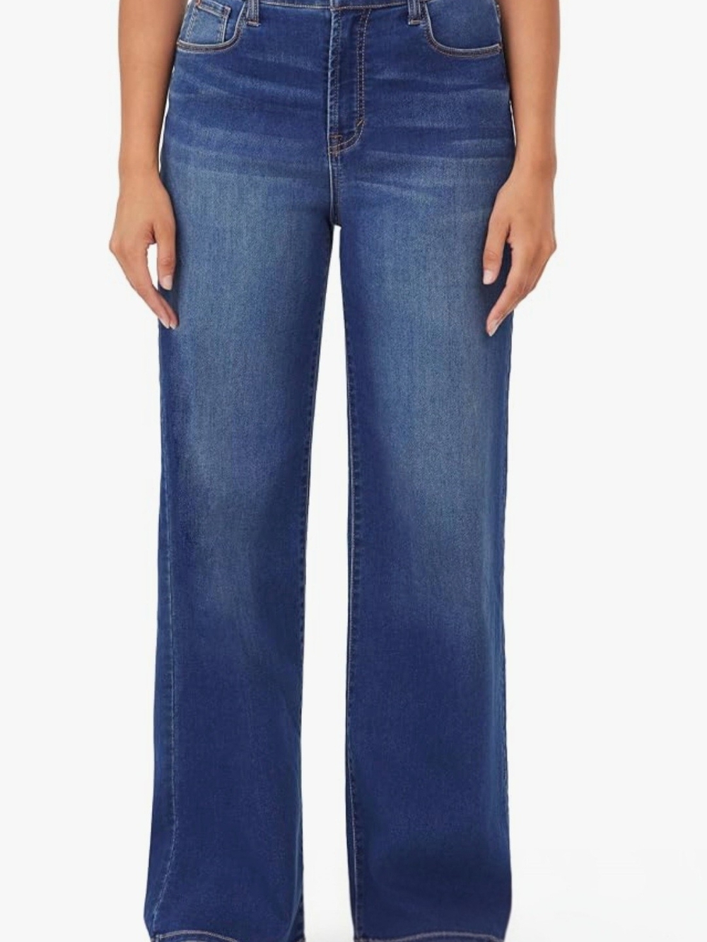 Kensie Flared Wide-Leg Jeans in Medium Blue Wash
